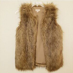 Merona Light Tan Fun Faux Fur Sleeveless Vest Size XS EUC